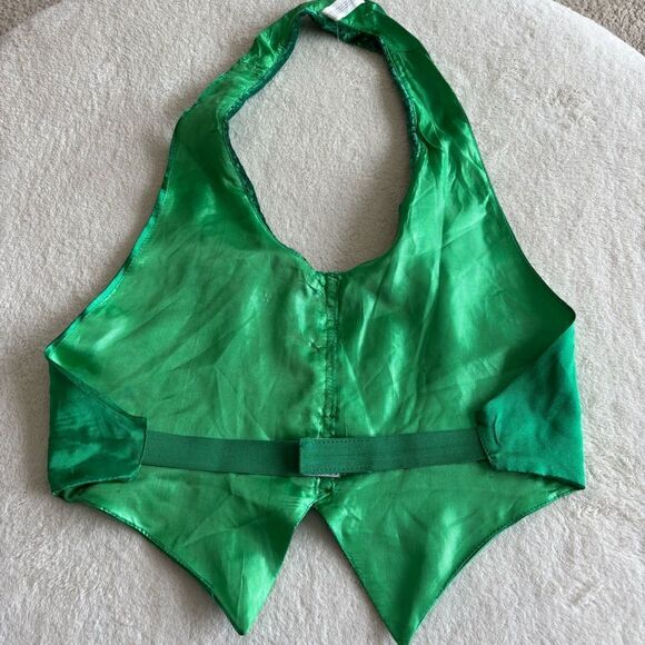 Leprechaun St. Patrick's Day‎ Costume green satin Vest adjustable - Picture 9 of 9